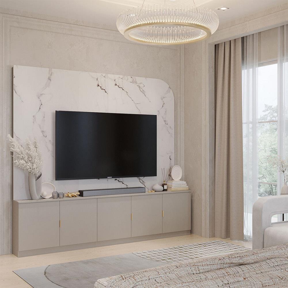ชุดตู้วางทีวี SB BUILT IN 19240338 240 ซม. สี PASTELA CREAM