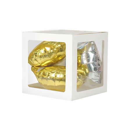 อุปกรณ์ตกแต่ง กล่องของขวัญ SNAZZ สีขาว/ทอง_1