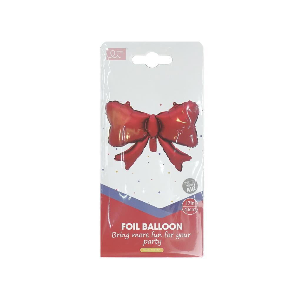 ลูกโป่งฟอยล์โบตกแต่ง SNAZZ 17 นิ้ว สีแดง