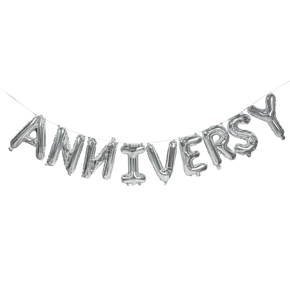 ลูกโป่งฟอยล์ ANNIVERSARY SNAZZ 16 นิ้ว สีเงิน-ชมพู