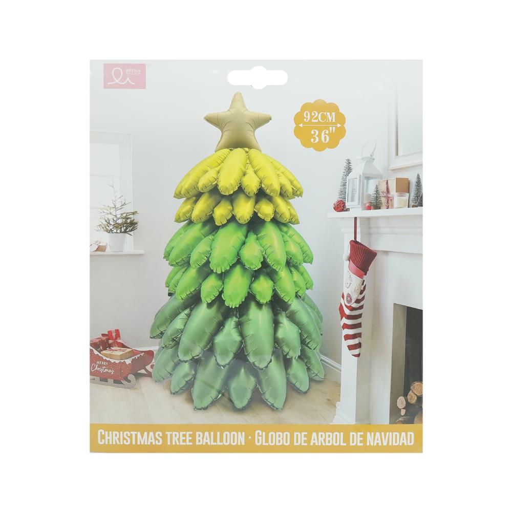 ลูกโป่งฟอยล์ต้นคริสต์มาส SNAZZ 36 นิ้ว สีเขียว