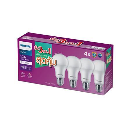 หลอด LED PHILIPS A60 12 วัตต์ COOL WHITE E27 (แพ็ก 4 ชิ้น)_1