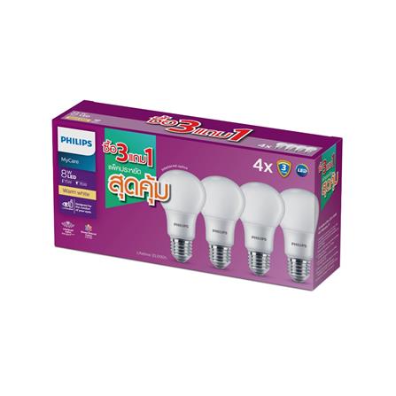หลอด LED PHILIPS A60 8 วัตต์ WARMWHITE E27 (แพ็ก 4 ชิ้น)_1