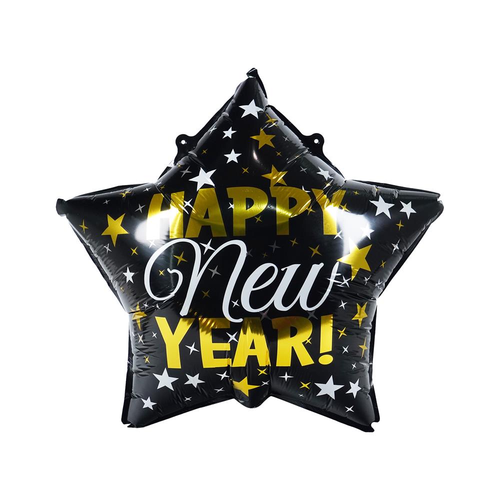 ลูกโป่งฟอยล์ HAPPY NEW YEAR WINE SNAZZ 18 นิ้ว สีดำ-ทอง
