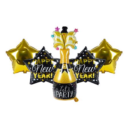 ลูกโป่งฟอยล์ HAPPY NEW YEAR WINE SNAZZ 18 นิ้ว สีดำ-ทอง_0