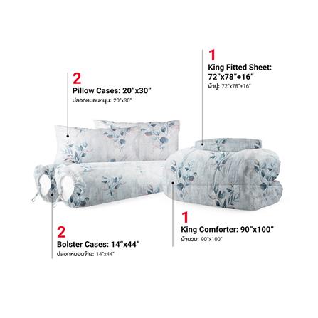 ชุดผ้าปูที่นอน 6 ฟุต (ชุด 6 ชิ้น) FROLINA COTTON BREEZE ELOWEN CBDF007_2