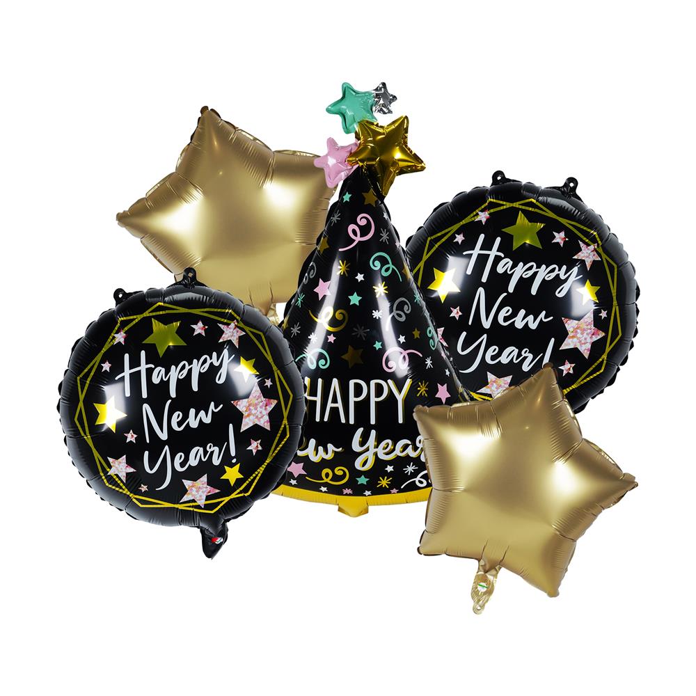 ลูกโป่งฟอยล์ HAPPY NEW YEAR SNAZZ 18 นิ้ว สีดำ-ทอง