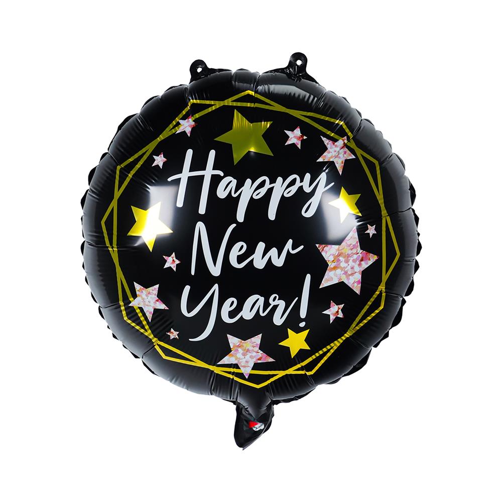 ลูกโป่งฟอยล์ HAPPY NEW YEAR SNAZZ 18 นิ้ว สีดำ-ทอง