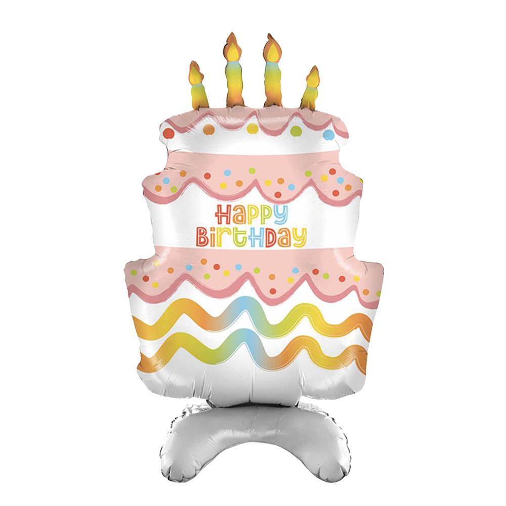 ลูกโป่งฟอยล์ HAPPY BIRTHDAY CAKE SNAZZ 34 นิ้ว สีชมพู