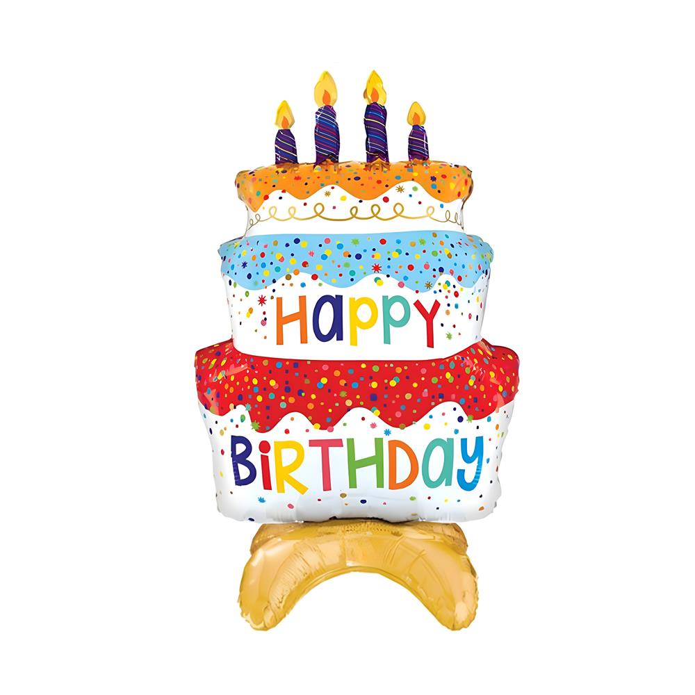 ลูกโป่งฟอยล์ HAPPY BIRTHDAY CAKE SNAZZ 34 นิ้ว สีแดง-ทอง