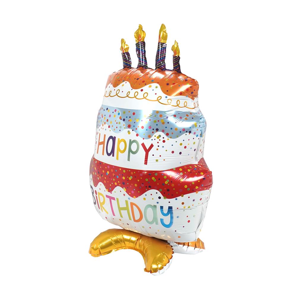ลูกโป่งฟอยล์ HAPPY BIRTHDAY CAKE SNAZZ 34 นิ้ว สีแดง-ทอง