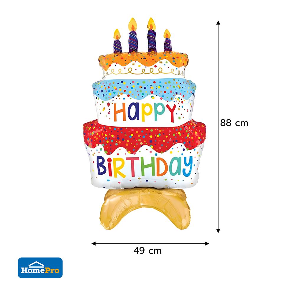 ลูกโป่งฟอยล์ HAPPY BIRTHDAY CAKE SNAZZ 34 นิ้ว สีแดง-ทอง