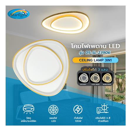 ไฟเพดาน LED STARLIGHT 05-SL-23906 135 วัตต์ DAYLIGHT/COOL WHITE/WARMWHITE 23 นิ้ว สีขาว/ลายไม้_4