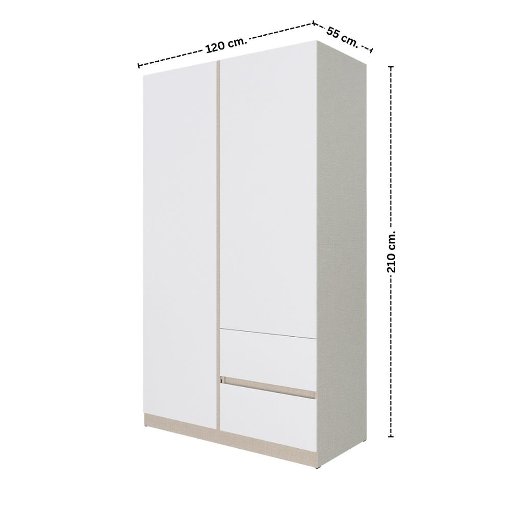 ตู้เสื้อผ้า 2 บานเปิด KONCEPT HOLLYN 19230650 120 ซม. สีไอโวรี่ลินิน
