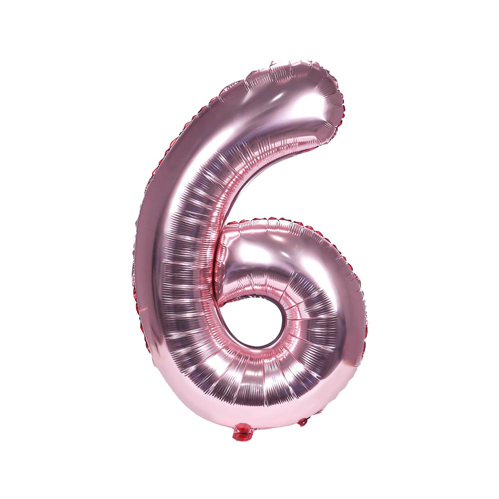 ลูกโป่งฟอยล์ตกแต่ง SNAZZ เลข 6 40 นิ้ว สีชมพู