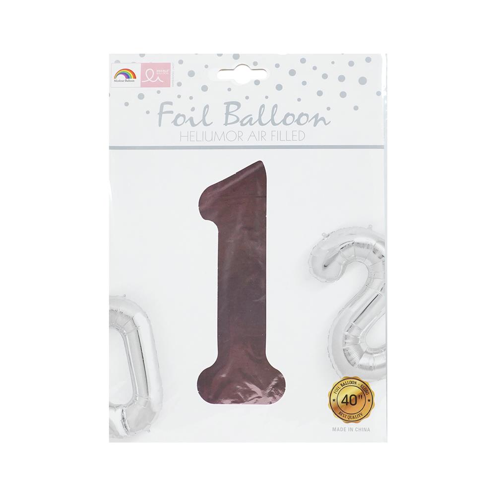 ลูกโป่งฟอยล์ตกแต่ง SNAZZ เลข 1 40 นิ้ว สีชมพู