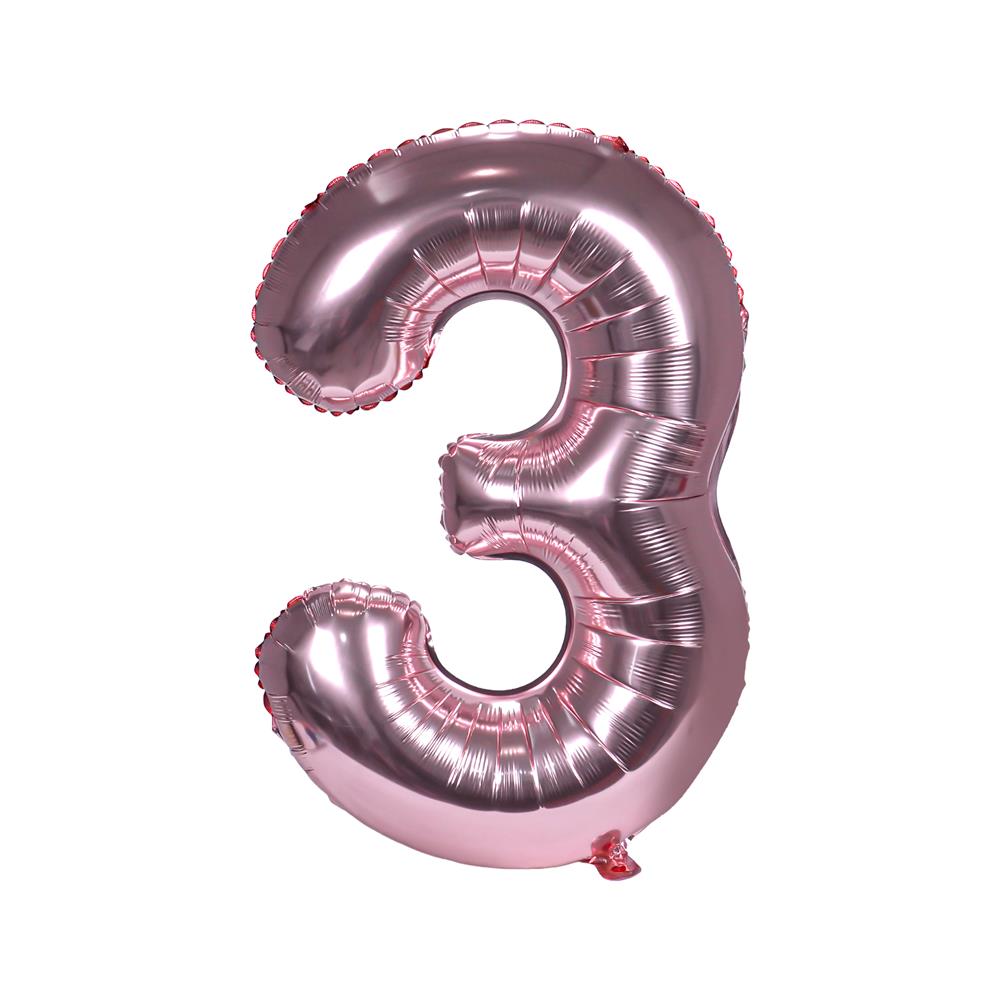 ลูกโป่งฟอยล์ตกแต่ง SNAZZ เลข 3 40 นิ้ว สีชมพู