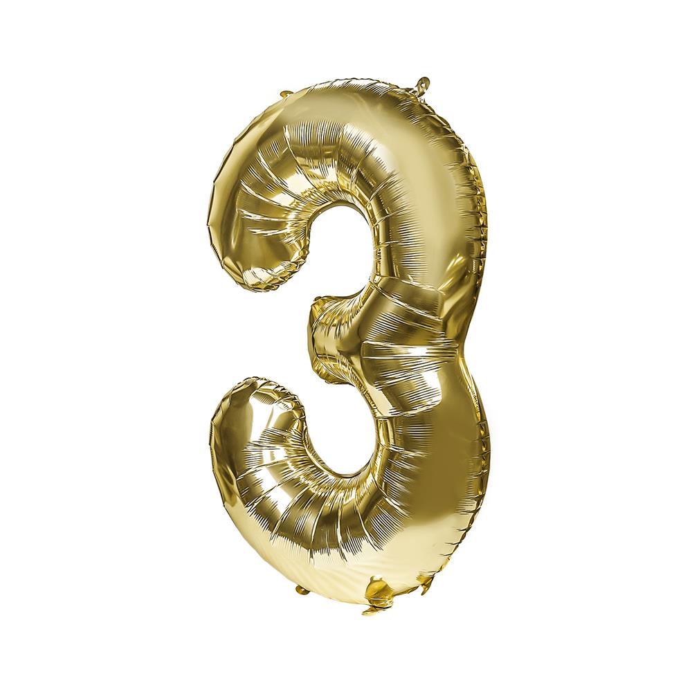 ลูกโป่งฟอยล์ตกแต่ง SNAZZ เลข 3 40 นิ้ว สีทอง