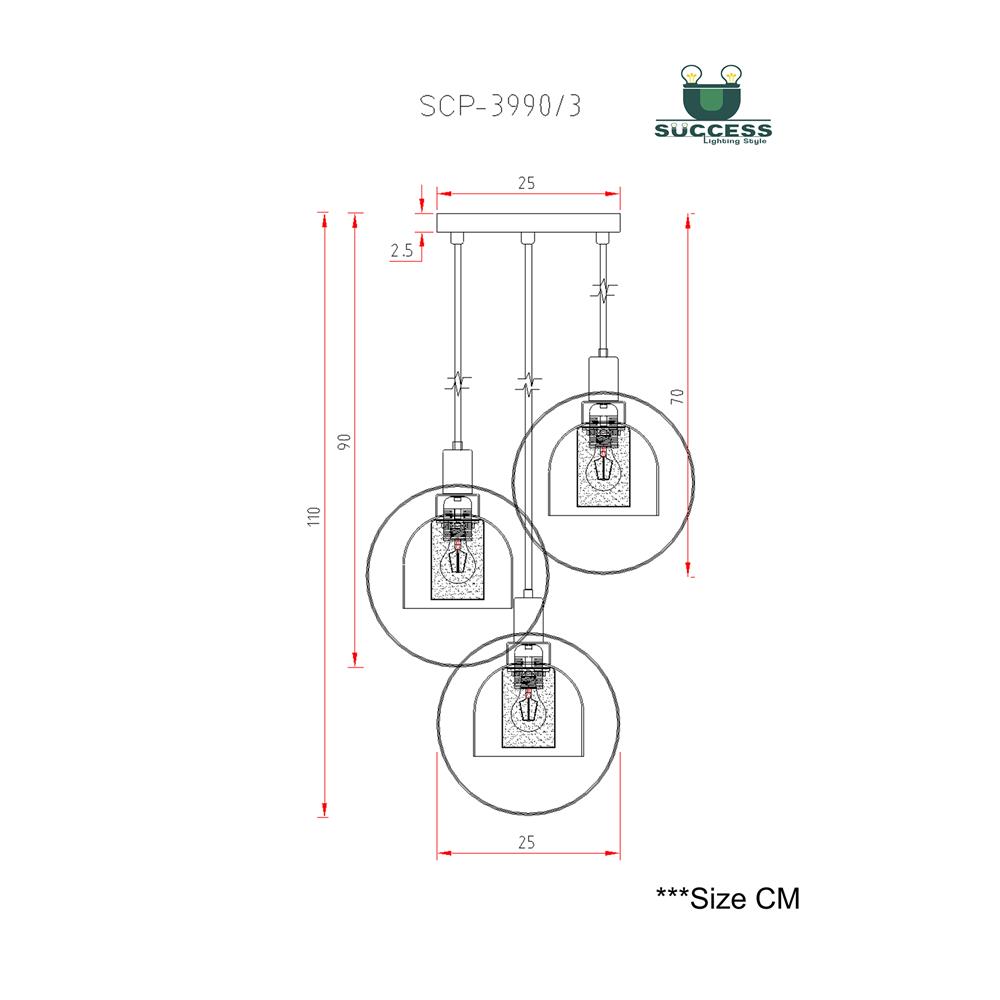 ไฟช่อ SUCCESS SCP-3990/3 สีทอง/ชา/ดำ 3 หัว