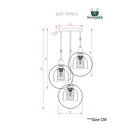 ไฟช่อ SUCCESS SCP-3990/3 สีทอง/ชา/ดำ 3 หัว_4