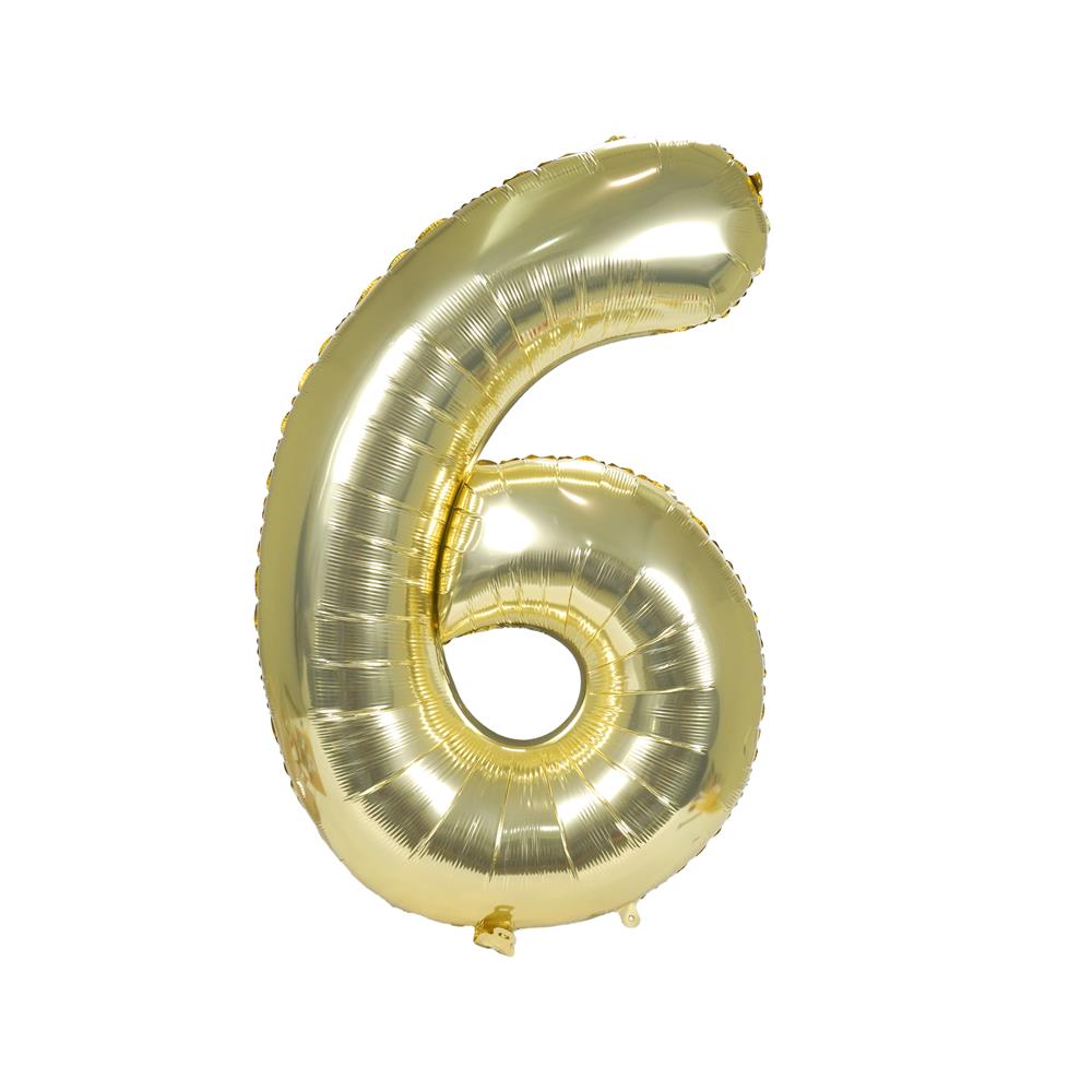 ลูกโป่งฟอยล์ตกแต่ง SNAZZ เลข 6 40 นิ้ว สีทอง