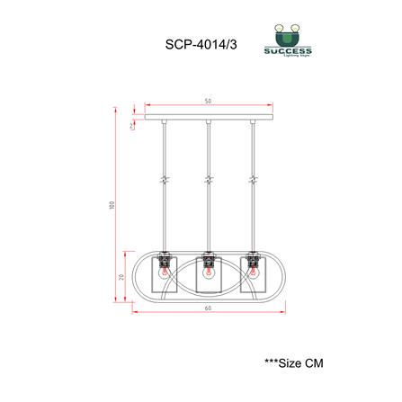 ไฟช่อ SUCCESS SCP-4014/3 สีดำ/ชา 3 หัว_4