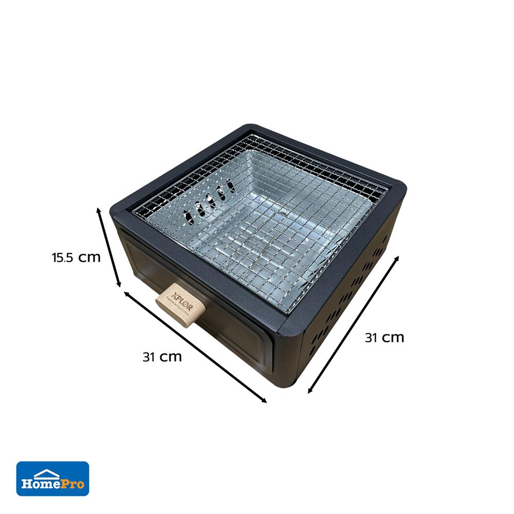 เตาถ่านบาร์บีคิวตั้งโต๊ะ ทรงสี่เหลี่ยม SPRING XPLOR สีดำ