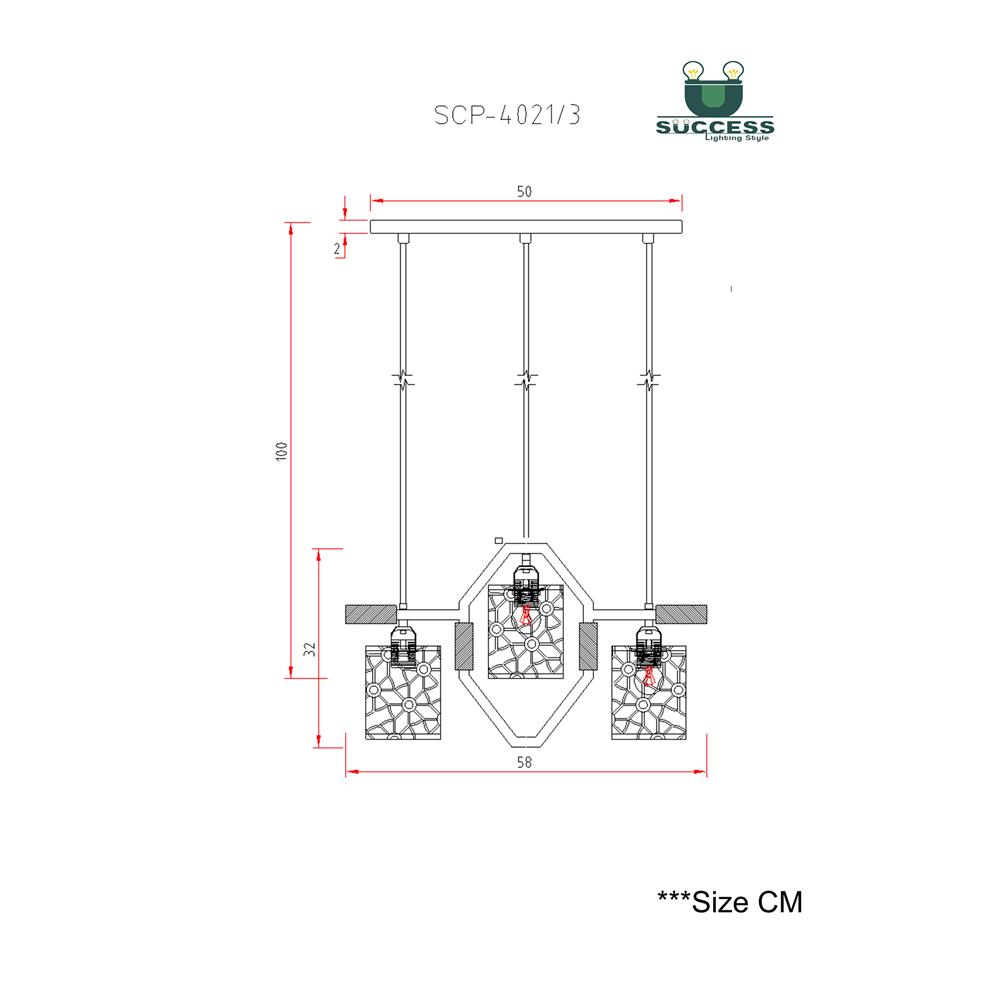 ไฟช่อ SUCCESS SCP-4021/3 สีน้ำตาล/ดำ/ทอง 3 หัว