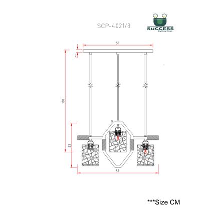 ไฟช่อ SUCCESS SCP-4021/3 สีน้ำตาล/ดำ/ทอง 3 หัว_4
