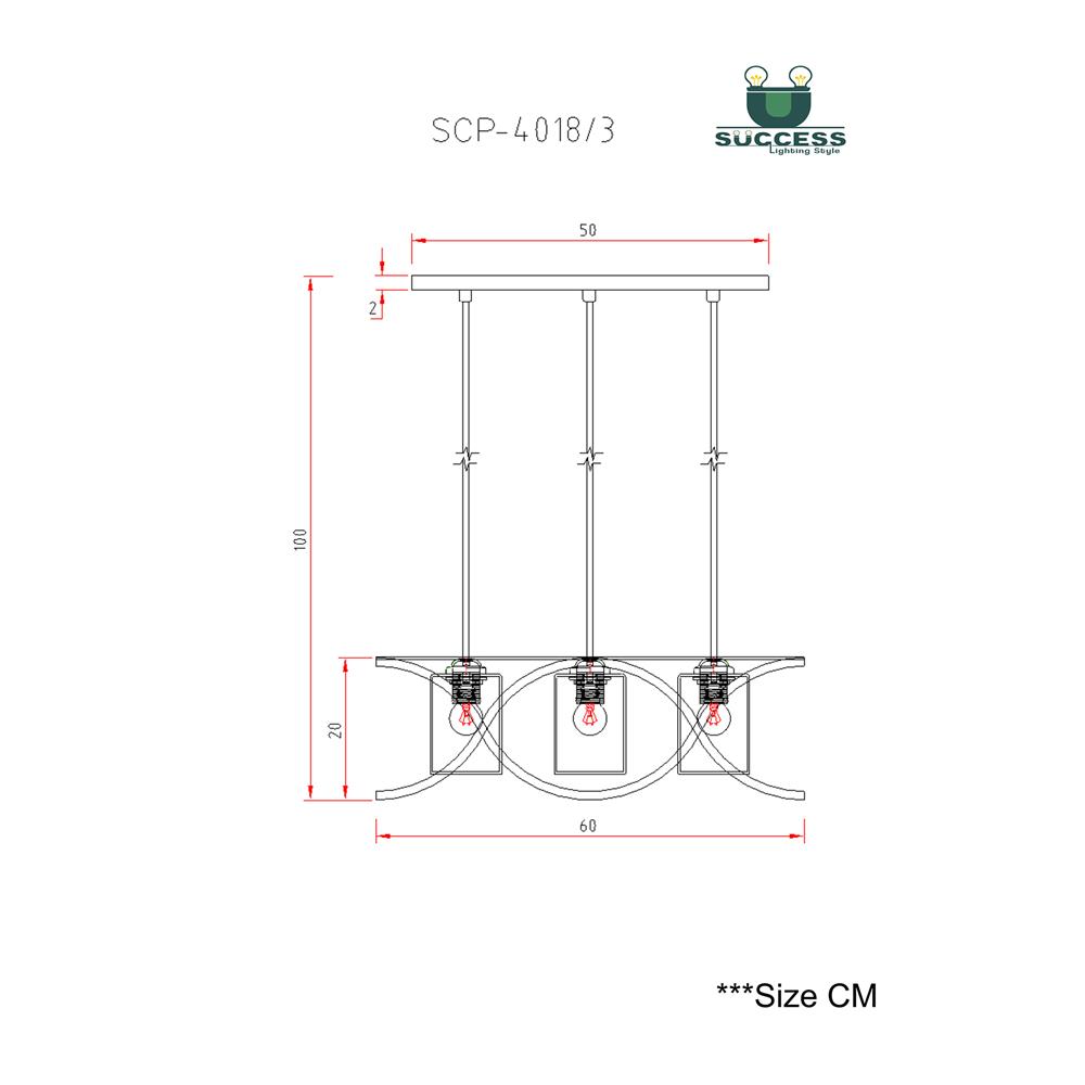 ไฟช่อ SUCCESS SCP-4018/3 สีดำ/ชา 3 หัว