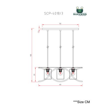 ไฟช่อ SUCCESS SCP-4018/3 สีดำ/ชา 3 หัว_3