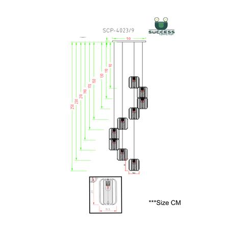 ไฟช่อ SUCCESS SCP-4023/9 สีดำ/ใส/ทอง 9 หัว_4