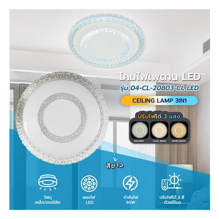 ไฟเพดาน LED STARLIGHT 04-CL-20803-CL LED 65 วัตต์ DAYLIGHT/COOL WHITE/WARMWHITE 19 นิ้ว สีขาว_4