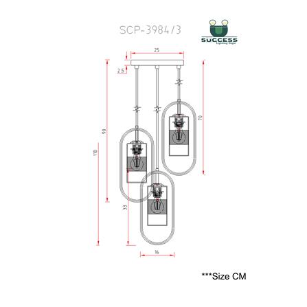 ไฟช่อ SUCCESS SCP-3984/3 สีน้ำตาล/ดำ/ทอง 3 หัว_3