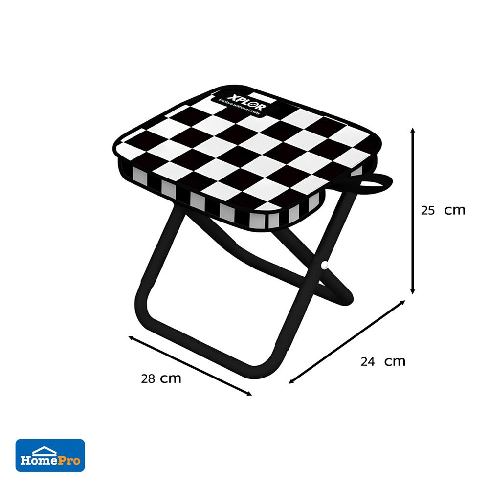 เก้าอี้พับตั้งแคมป์พกพา SPRING XPLOR สีดำ/ขาว