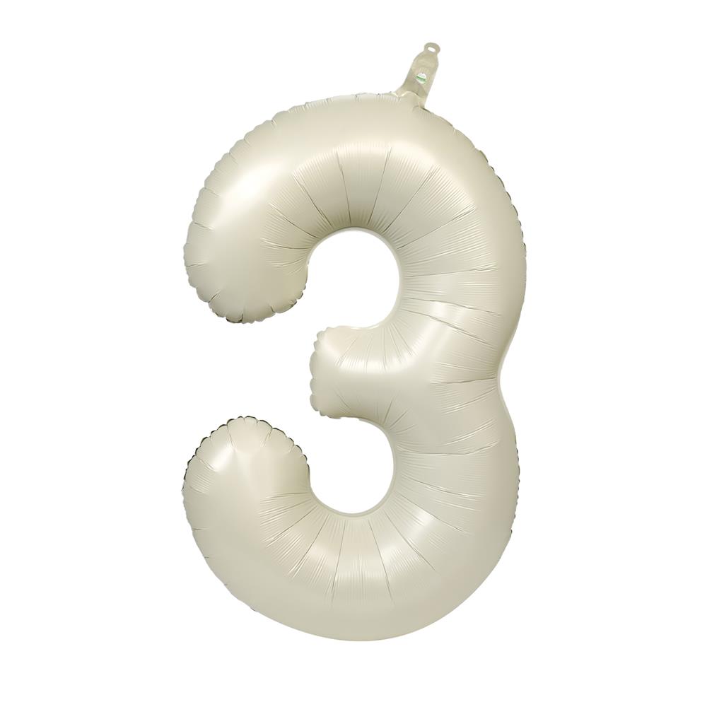 ลูกโป่งฟอยล์ตกแต่ง SNAZZ เลข 3 40 นิ้ว สีขาว