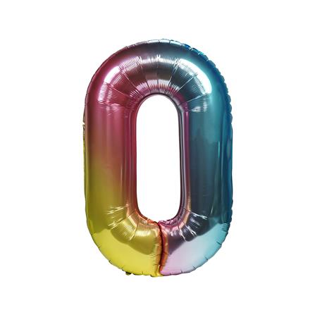 ลูกโป่งฟอยล์ตกแต่ง SNAZZ เลข 0 40 นิ้ว สีรุ้ง_0