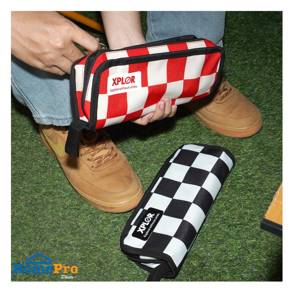 เก้าอี้พับตั้งแคมป์พกพา SPRING XPLOR สีแดง/ขาว