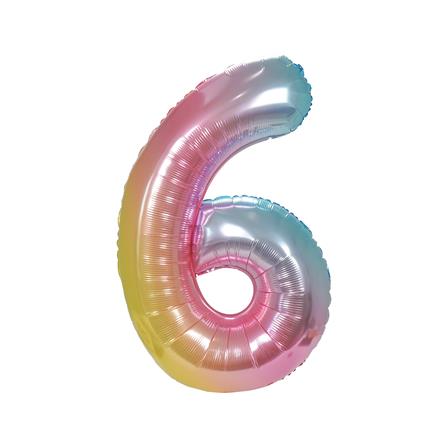 ลูกโป่งฟอยล์ตกแต่ง SNAZZ เลข 6 40 นิ้ว สีรุ้ง_0