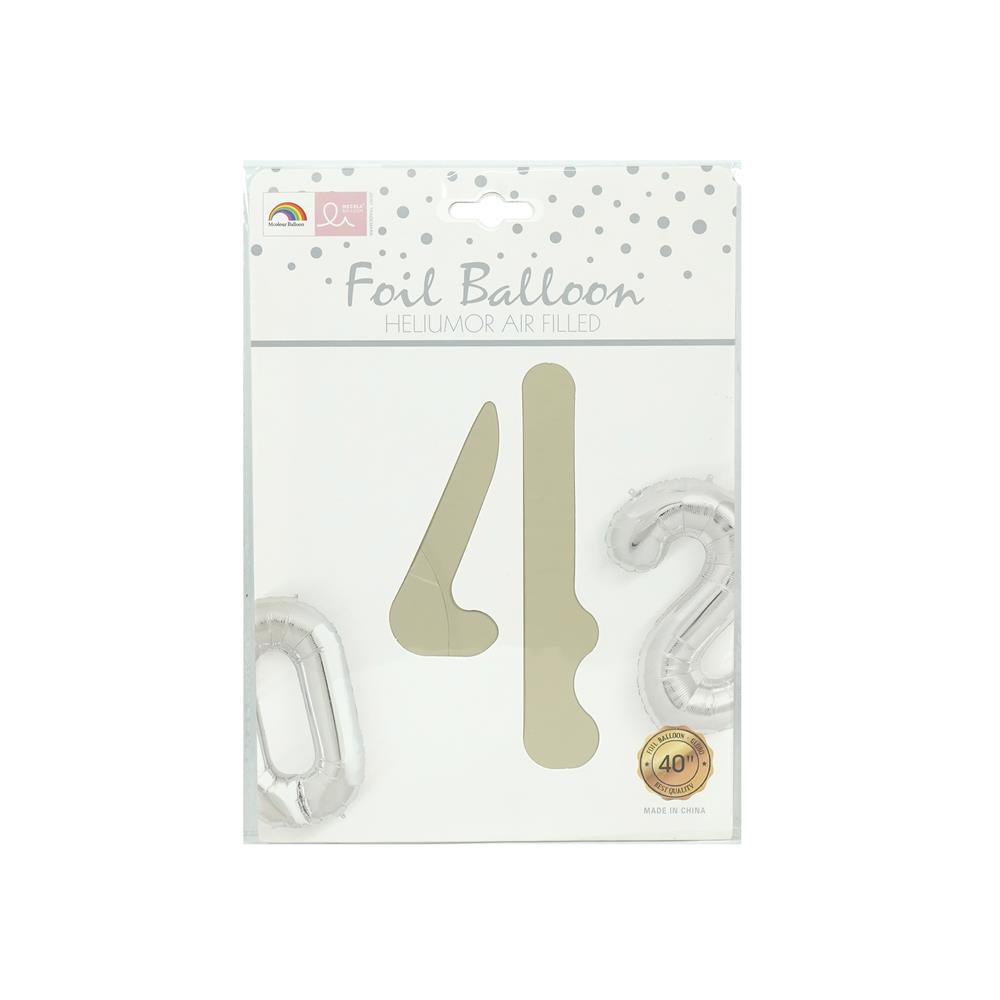 ลูกโป่งฟอยล์ตกแต่ง SNAZZ เลข 4 40 นิ้ว สีขาว