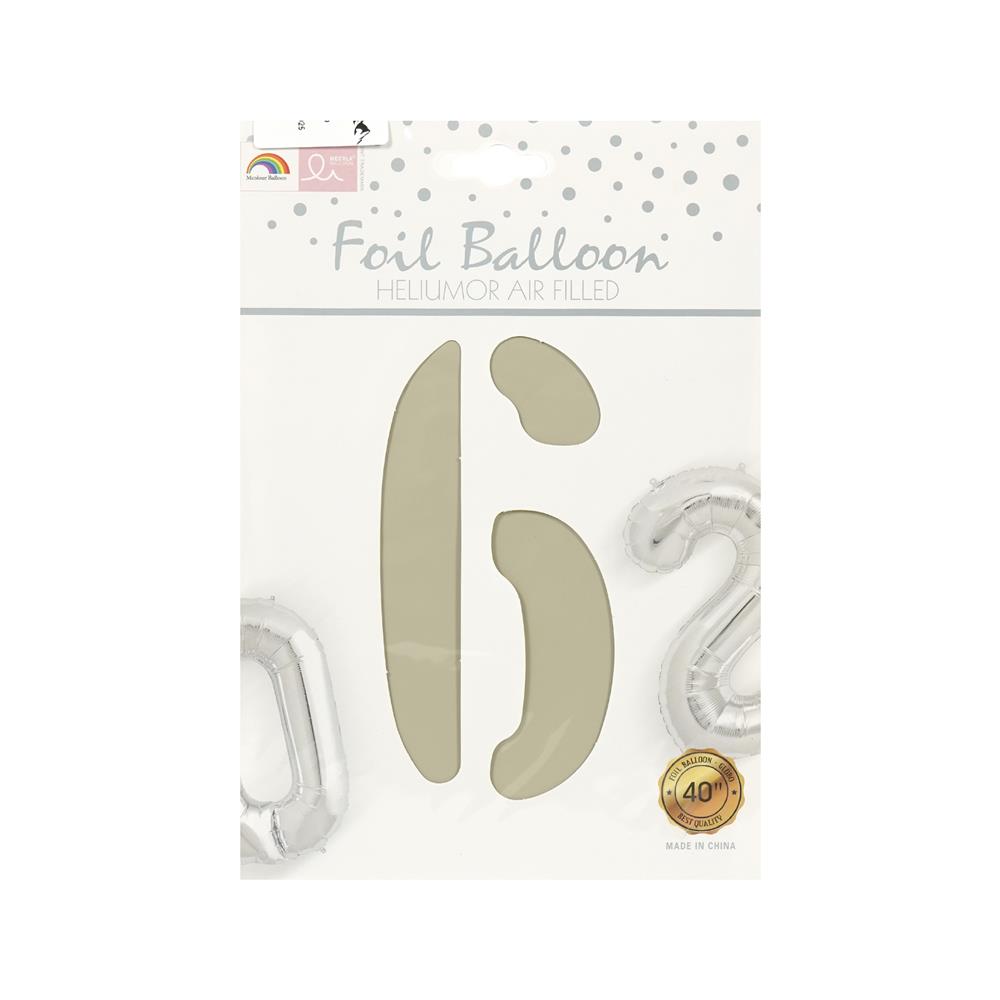 ลูกโป่งฟอยล์ตกแต่ง SNAZZ เลข 6 40 นิ้ว สีขาว