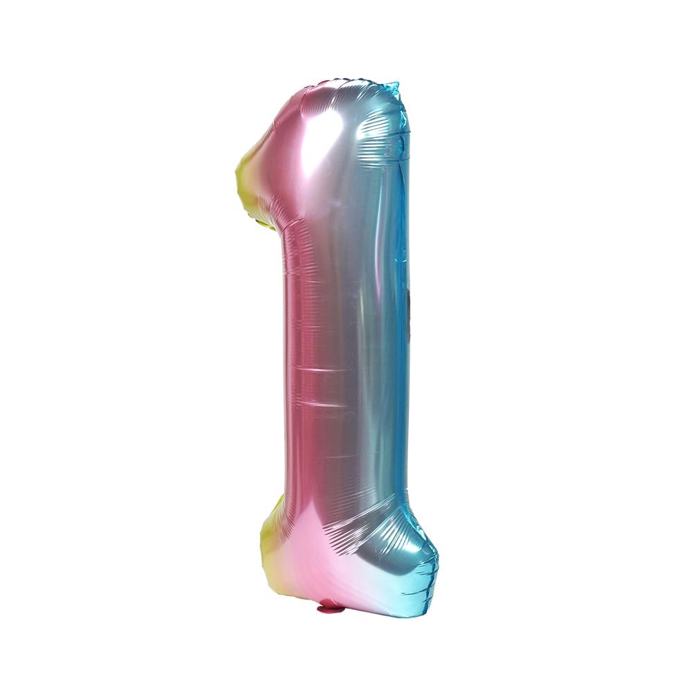 ลูกโป่งฟอยล์ตกแต่ง SNAZZ เลข 1 40 นิ้ว สีรุ้ง