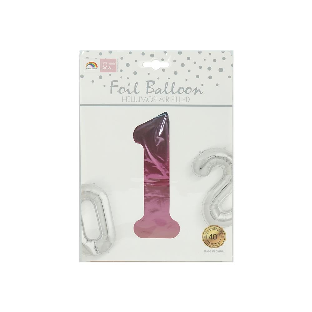 ลูกโป่งฟอยล์ตกแต่ง SNAZZ เลข 1 40 นิ้ว สีรุ้ง