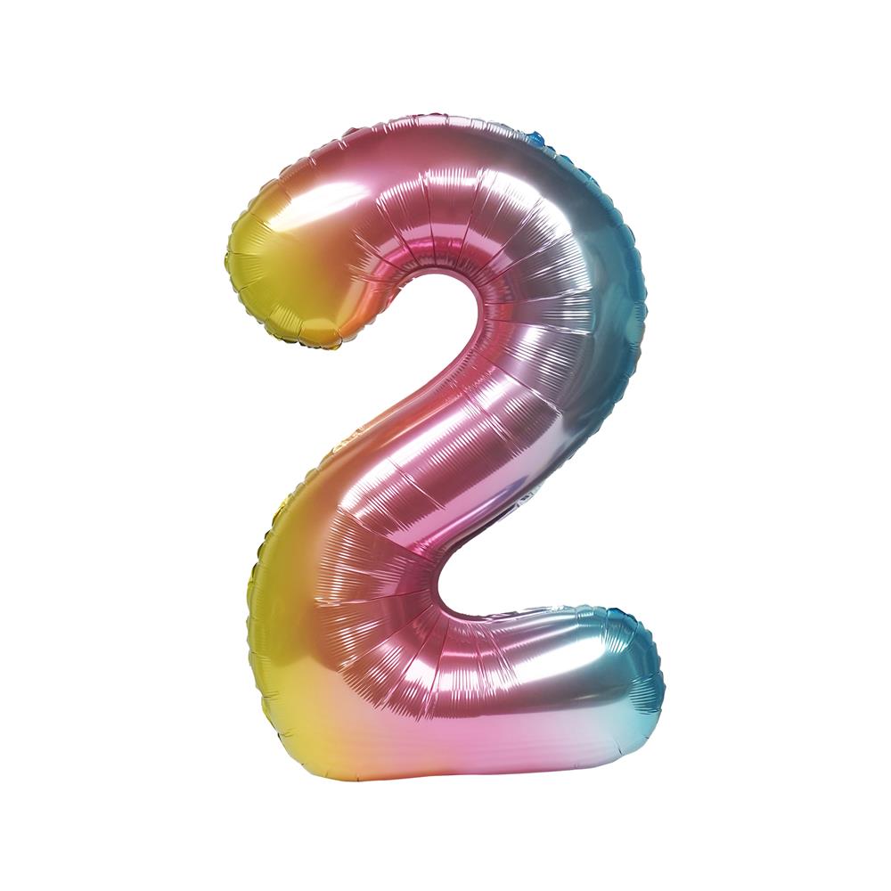 ลูกโป่งฟอยล์ตกแต่ง SNAZZ เลข 2 40 นิ้ว สีรุ้ง