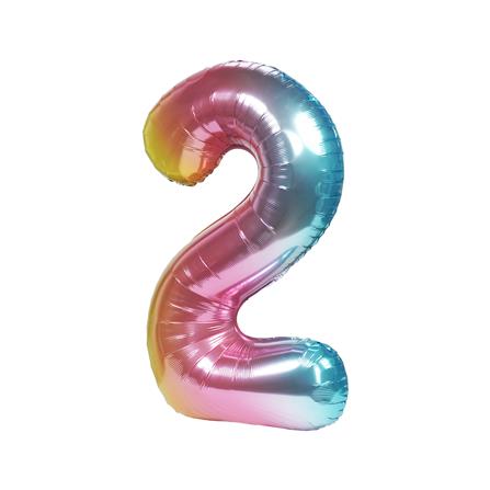 ลูกโป่งฟอยล์ตกแต่ง SNAZZ เลข 2 40 นิ้ว สีรุ้ง_1