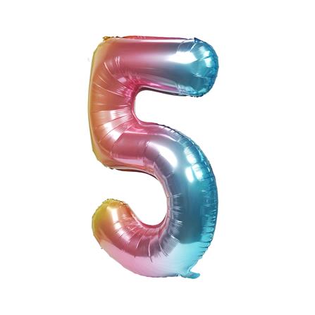 ลูกโป่งฟอยล์ตกแต่ง SNAZZ เลข 5 40 นิ้ว สีรุ้ง_1