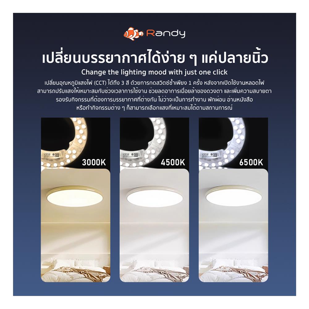 หลอด LED RANDY CEILING MODULE YD-24Q 24 วัตต์ DAYLIGHT/COOL WHITE/WARM WHITE E27