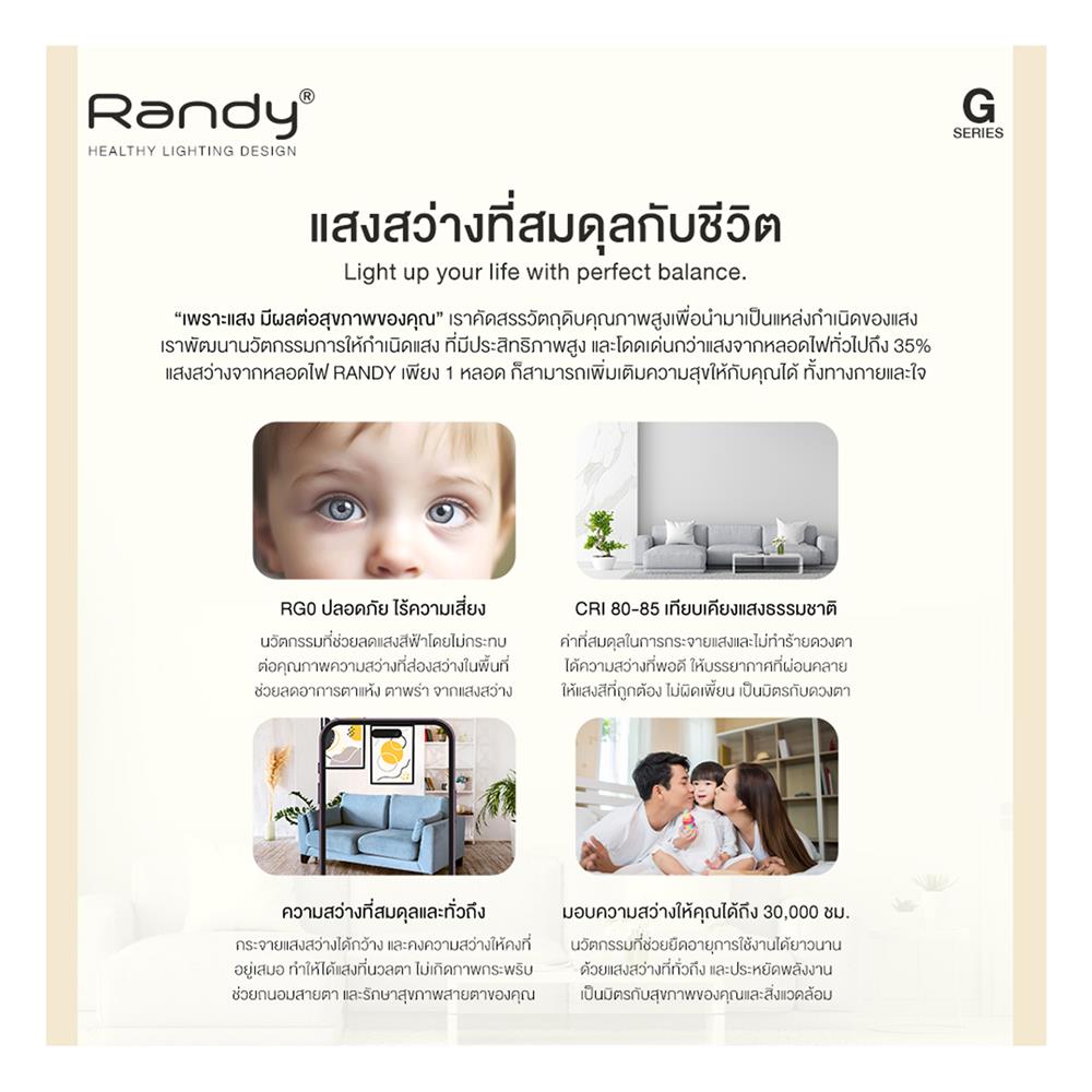หลอด LED RANDY BULB 9 วัตต์ DAYLIGHT/COOL WHITE/WARM WHITE E27