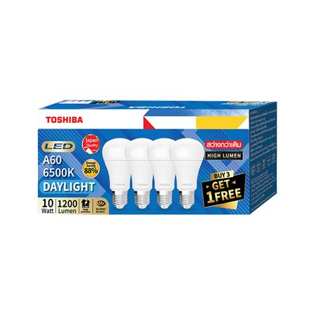 หลอด LED TOSHIBA A60 HIGH LUMEN 10 วัตต์ DAYLIGHT E27 (แพ็ก 4 ชิ้น)_1
