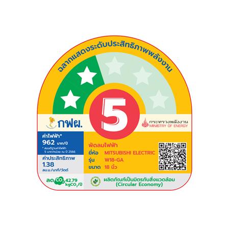 พัดลมติดผนัง 18 นิ้ว MITSUBISHI W18-GA สีขาว_1